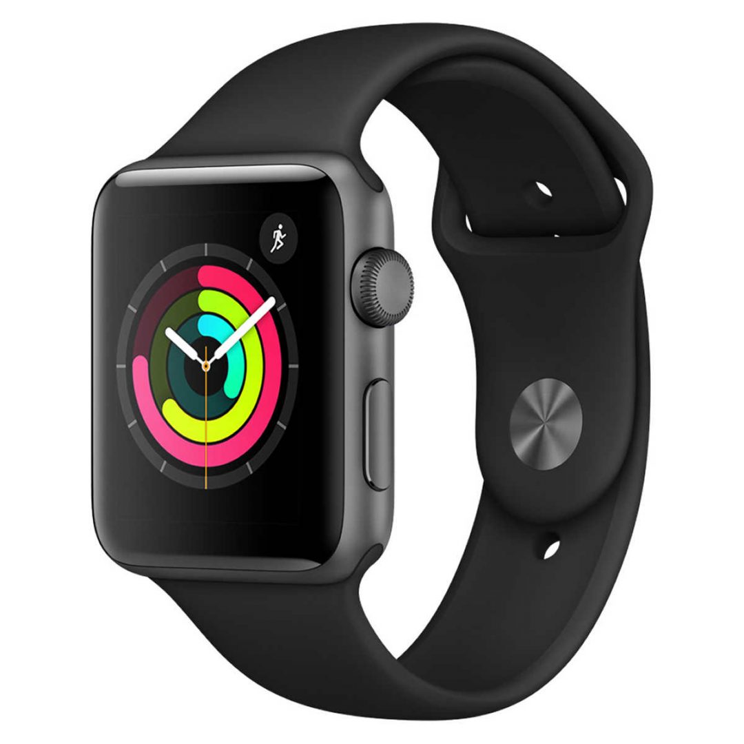Apple Watch Series 3 GPS, 42mm Space Gray Aluminum Case with Cocoa Sport Band $175